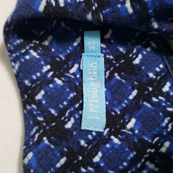 J. McLaughlin Mini Dress Blue Patterned  XS Pockets Neutral Casual Academia - Picture 9 of 14